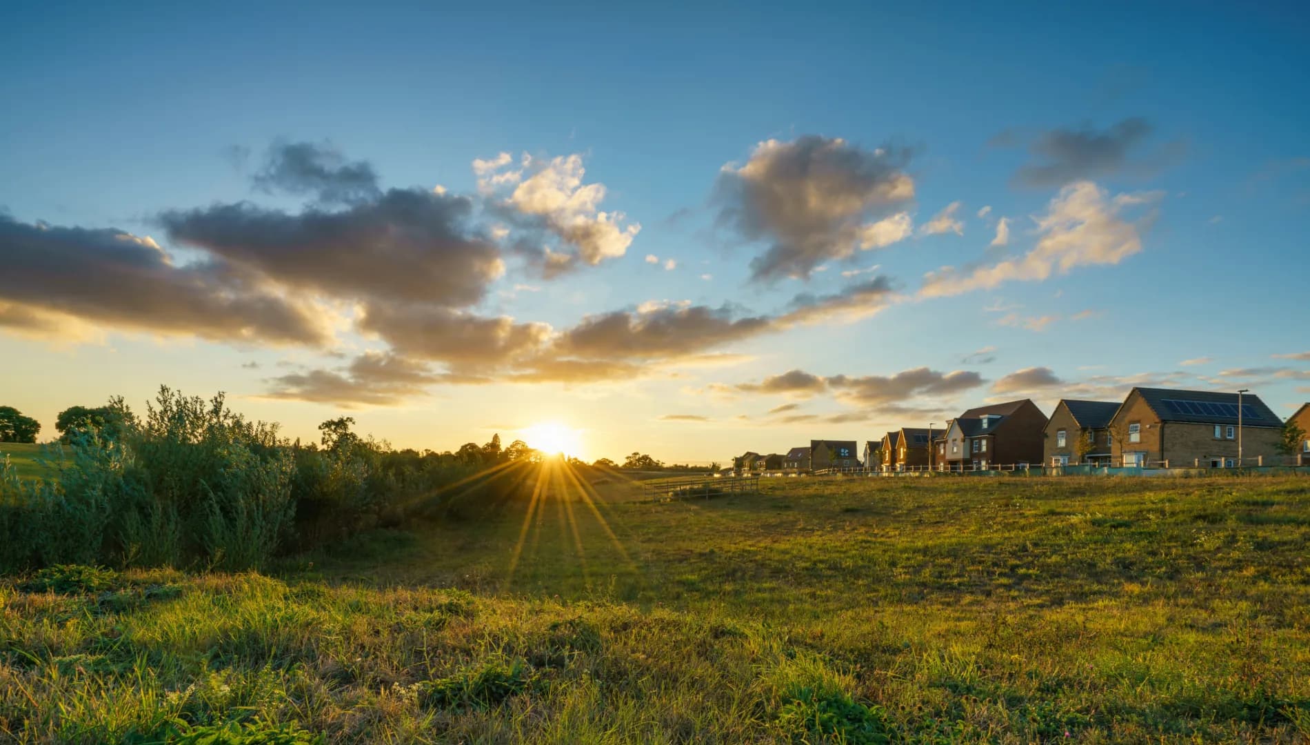 Landscaped communal grounds across a housing association estate